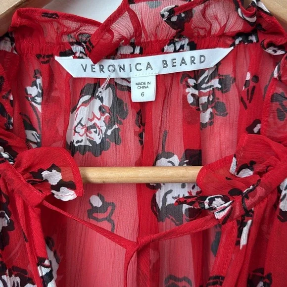 VERONICA BEARD Floral Silk Top, Size 6 - Picture 7 of 16